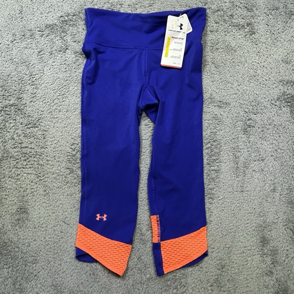Under Armour Leggings Women's XS Purple HeatGear Compression Capri Running NEW